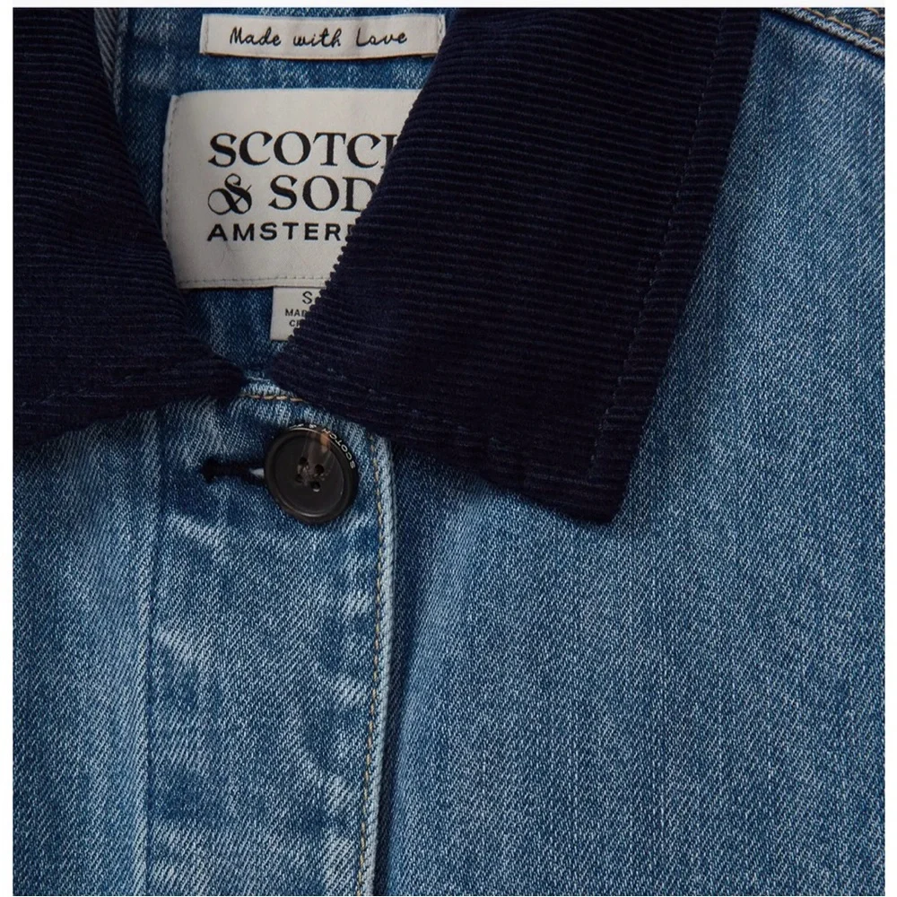 NEW🌟Scotch & Soda Chore Crop Denim Jacket with corduroy at the collar and cuffs - Picture 4 of 8